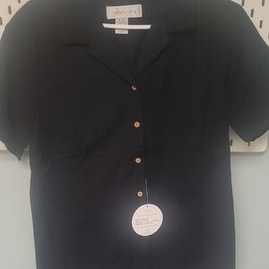 Black Button-Up Shirt Women's Size Large
